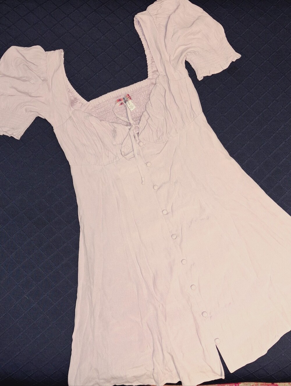 Urban Outfitters Lavender Smocked Tie-Front Mini Dress Small